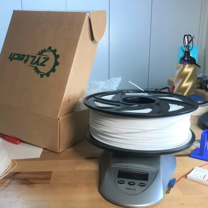 spool of filament on a scale